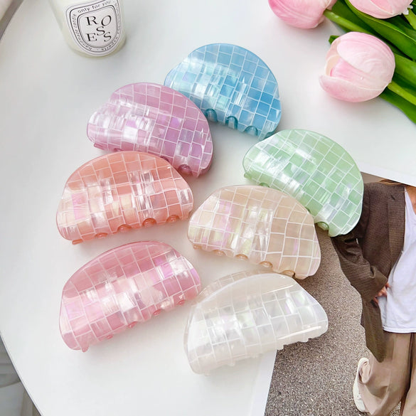Women's Handmade Sweet Geometric Pvc Semiround Shark Clip Hair Accessories