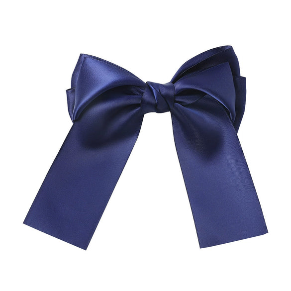 Women's Handmade Three Layer Satin Fabric Double Sided Band Spring Clip Hairpin