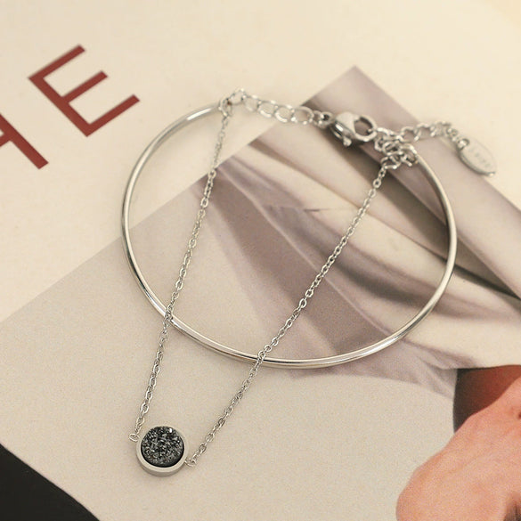 Women's Handmade 316L Stainless Steel Electroplated Light Luxury Allmatch Fashion Simple Bracelet