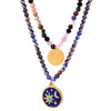 Women's Handmade 316L Stainless Steel Pendant Jewelry With Blue Starry Sky Glaze And Natural Stone Geometric Pattern Electroplated
