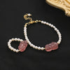 Women's Handmade Tourmaline Strawberry Crystal Pixiu Freshwater Pearl Bracelet Fashion With Animal Zodiac Style
