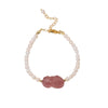 Women's Handmade Tourmaline Strawberry Crystal Pixiu Freshwater Pearl Bracelet Fashion With Animal Zodiac Style