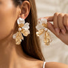 Women's Handwoven Colorful Floral Petal Earrings With Metallic Gold Finish Stainless Steel Posts And Statement Stud Design