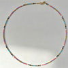 Women's Handwoven Glass And Glaze Geometry Pattern Organic Glass Pendant Necklace