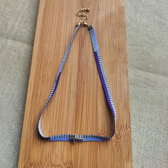 Women's Handwoven Metal And Organic Glass Geometric Ball Chain Evil Eye Necklace
