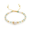 Women's Handwoven Turquoise Geometric Natural Pearl Bracelet