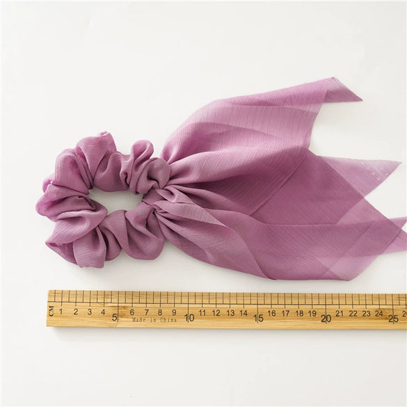 Women's Headwear Fabric Hair Ring Chiffon Thin Bow Ribbon Tassel Handmade