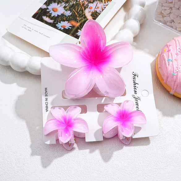 Women's Headwear Flower Clip Threepiece Set Egg Flower Shark Clip Paint Style