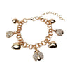 Women's Heart Crystal Bracelet In Alloy With Electroplated Gold Tone Finish Fashion Jewelry Accessory