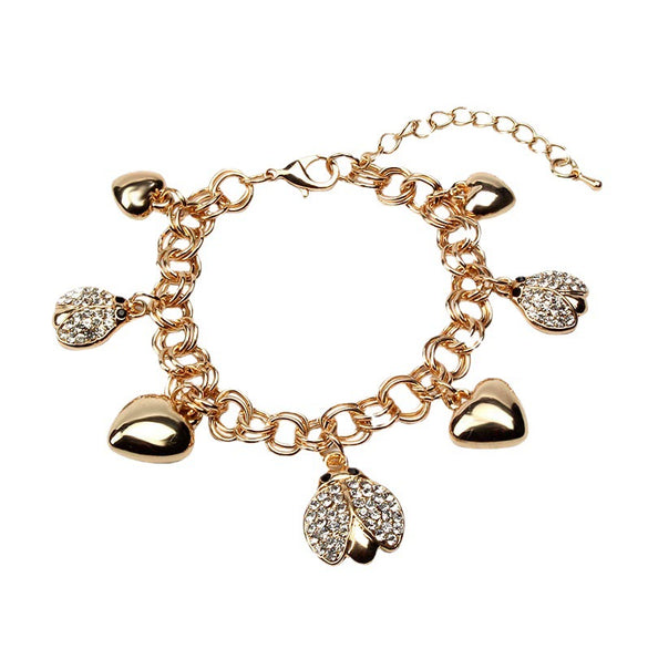 Women's Heart Crystal Bracelet In Alloy With Electroplated Gold Tone Finish Fashion Jewelry Accessory