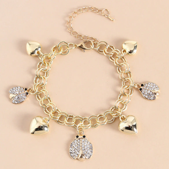 Women's Heart Crystal Bracelet In Alloy With Electroplated Gold Tone Finish Fashion Jewelry Accessory