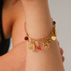 Women's Heart Fruit Animal Zodiac Stainless Steel Diy Pendant Bracelet With Electroplating And Conch Turtle Figaro Chain