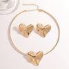 Women's Heart Necklace And Earring Set Electroplated Iron Jewelry With Geometric Light Luxury Design