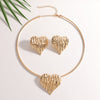 Women's Heart Necklace And Earring Set Electroplated Iron Jewelry With Geometric Light Luxury Design