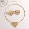 Women's Heart Necklace And Earring Set Electroplated Iron Jewelry With Geometric Light Luxury Design