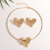 Women's Heart Necklace And Earring Set Electroplated Iron Jewelry With Geometric Light Luxury Design