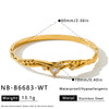 Women's Heart Pattern Stainless Steel Bracelet With Zircon Inlay And Gold Plated Finish