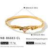 Women's Heart Pattern Stainless Steel Bracelet With Zircon Inlay And Gold Plated Finish