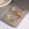 Women's Heart Pattern Stainless Steel Bracelet With Zircon Inlay And Gold Plated Finish
