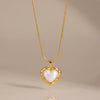 Women’s Heart Pattern Stainless Steel Necklace With Pearl Detail Geometric Pendant And Electroplated Finish Wholesale