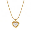 Women’s Heart Pattern Stainless Steel Necklace With Pearl Detail Geometric Pendant And Electroplated Finish Wholesale