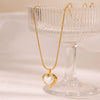 Women’s Heart Pattern Stainless Steel Necklace With Pearl Detail Geometric Pendant And Electroplated Finish Wholesale