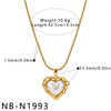 Women’s Heart Pattern Stainless Steel Necklace With Pearl Detail Geometric Pendant And Electroplated Finish Wholesale