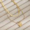 Women's Heart Shape Doublelayer Stacked Titanium Steel Necklace With 18K Gold Electroplating Design