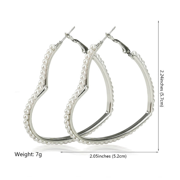 Women's Heart Shaped Alloy Pearl Earrings Electroplated Fashion Love Ear Jewelry With Artificial Gem Inlay