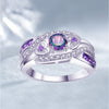 Women's Heart Shaped Amethyst Color Opal Alloy Ring With Electroplated Geometric Design Simple Fashion Jewelry