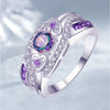 Women's Heart Shaped Amethyst Color Opal Alloy Ring With Electroplated Geometric Design Simple Fashion Jewelry