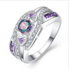 Women's Heart Shaped Amethyst Color Opal Alloy Ring With Electroplated Geometric Design Simple Fashion Jewelry