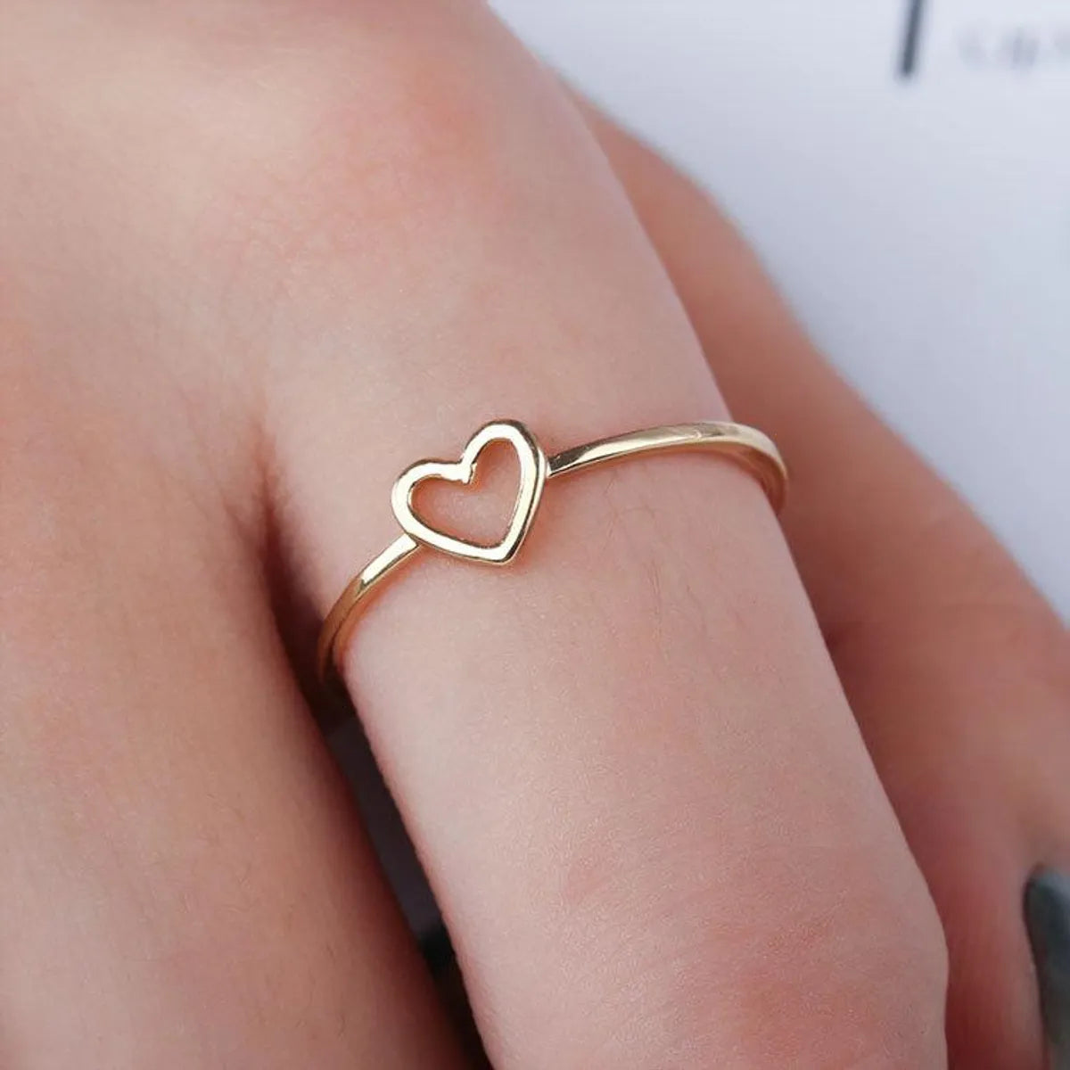 Womens Heart-shaped Electroplated Copper Rings Nhdp157510