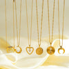 Women's Heart Shaped Geometric Stainless Steel Necklace With Gold Tone Vacuum Plating And Imitation Pearl Rhinestone Pendant