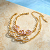 Women’s Heart Shaped Hollow Out Stainless Steel Bracelet With Zircon Rhinestones 18K Vacuum Plated Non Fading Jewelry