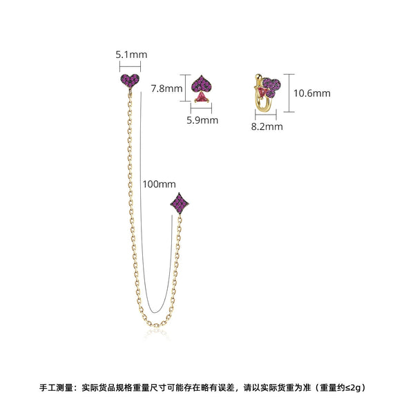 Women's Heart Shaped Long Tassel Earrings With Zircon Inlay And Electroplated Copper Fashion Jewelry