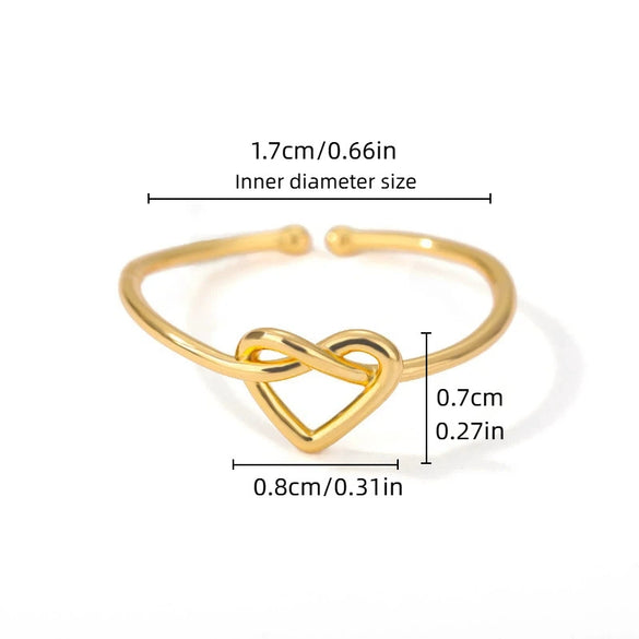 Women's Heart Shaped Pearl Stainless Steel Open Ring With Gold Plated Finish Adjustable Minimalist Retro Jewelry