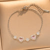 Women's Heart Shaped Real Gold Plated Titanium Steel Bracelet With Love Pattern And Diamond Accented Look