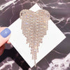 Women's Heart Shaped Rhinestone Tassel Brooch Electroplated Exaggerated Corsage Clothing Accessory Decorative Jewelry