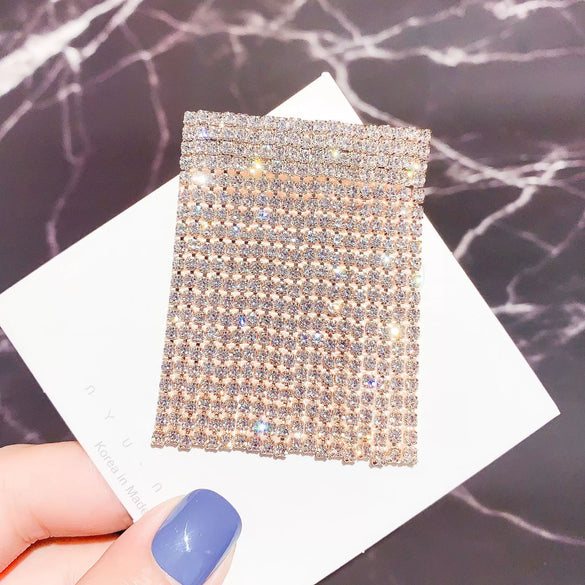 Women's Heart Shaped Rhinestone Tassel Brooch Electroplated Exaggerated Corsage Clothing Accessory Decorative Jewelry