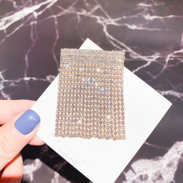 Women's Heart Shaped Rhinestone Tassel Brooch Electroplated Exaggerated Corsage Clothing Accessory Decorative Jewelry