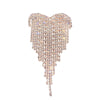 Women's Heart Shaped Rhinestone Tassel Brooch Electroplated Exaggerated Corsage Clothing Accessory Decorative Jewelry