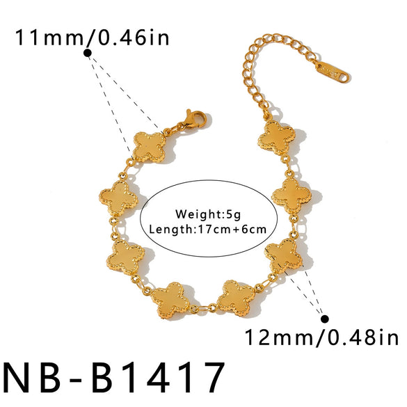 Women's Heart Shaped Shell Pattern Stainless Steel Bracelet With 18K Gold Vacuum Plating And Geometric Light Luxury Style