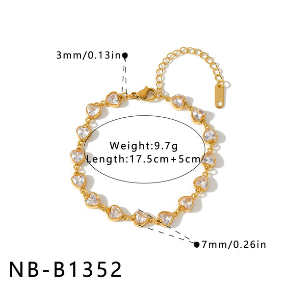Women's Heart Shaped Stainless Steel Bracelet With 18K Vacuum Plating And Zircon Inlay Elegant Geometric Fashion Jewelry