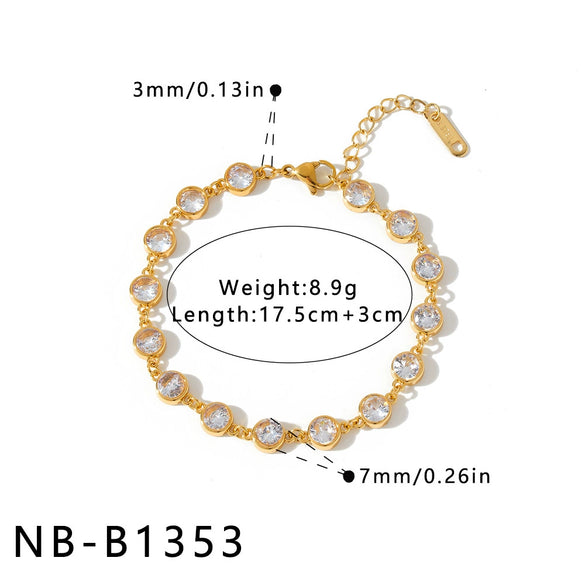 Women's Heart Shaped Stainless Steel Bracelet With 18K Vacuum Plating And Zircon Inlay Elegant Geometric Fashion Jewelry