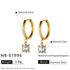 Women's Heart Shaped Stainless Steel Earrings With Zircon Rhinestone Design And 18K Gold Vacuum Plated Finish