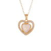 Women's Heartshaped Colorful Fashion Shell Pendant Necklace Copper Mixed Gemstone Setting Electroplating O Word Chain