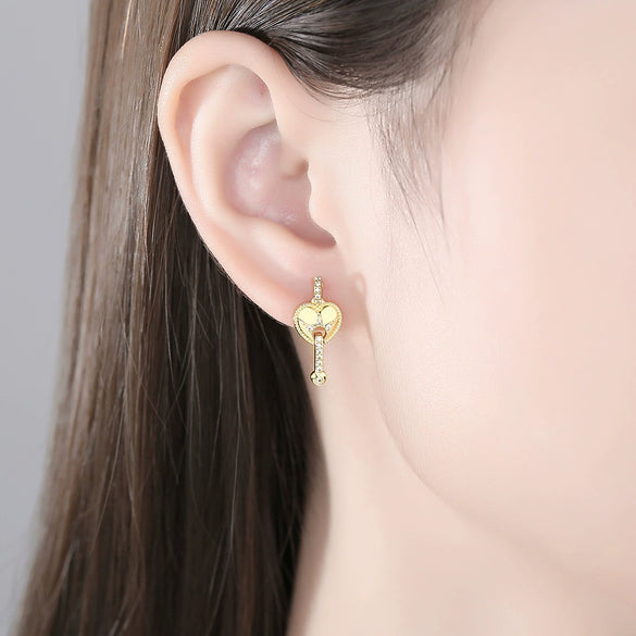 Women's Heartshaped Copper Earrings With Zircon Inlay Fashion Statement Jewelry Wholesale