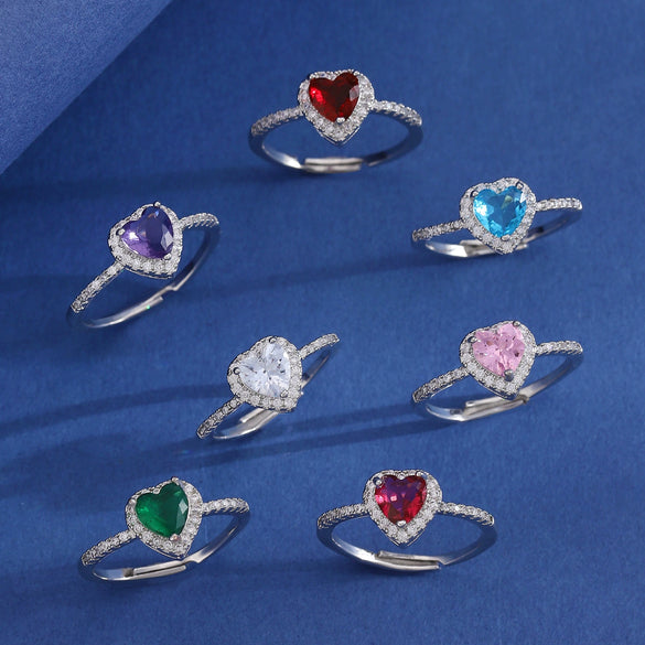 Women's Heartshaped Copper Ring Set With Diamonds