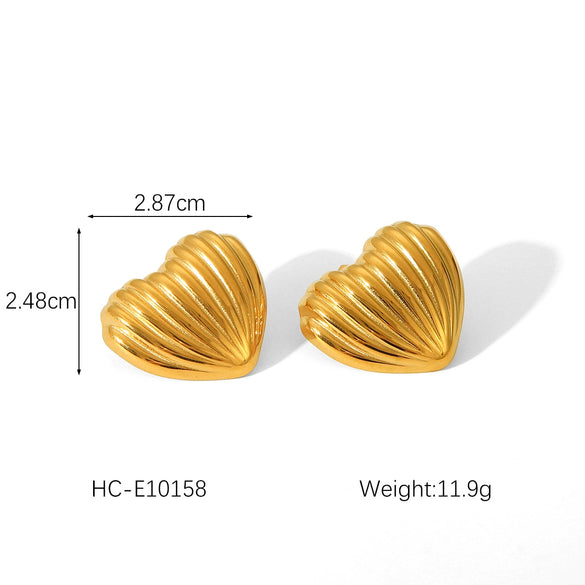 Women's Heartshaped Geometric Stainless Steel Electroplated Earrings